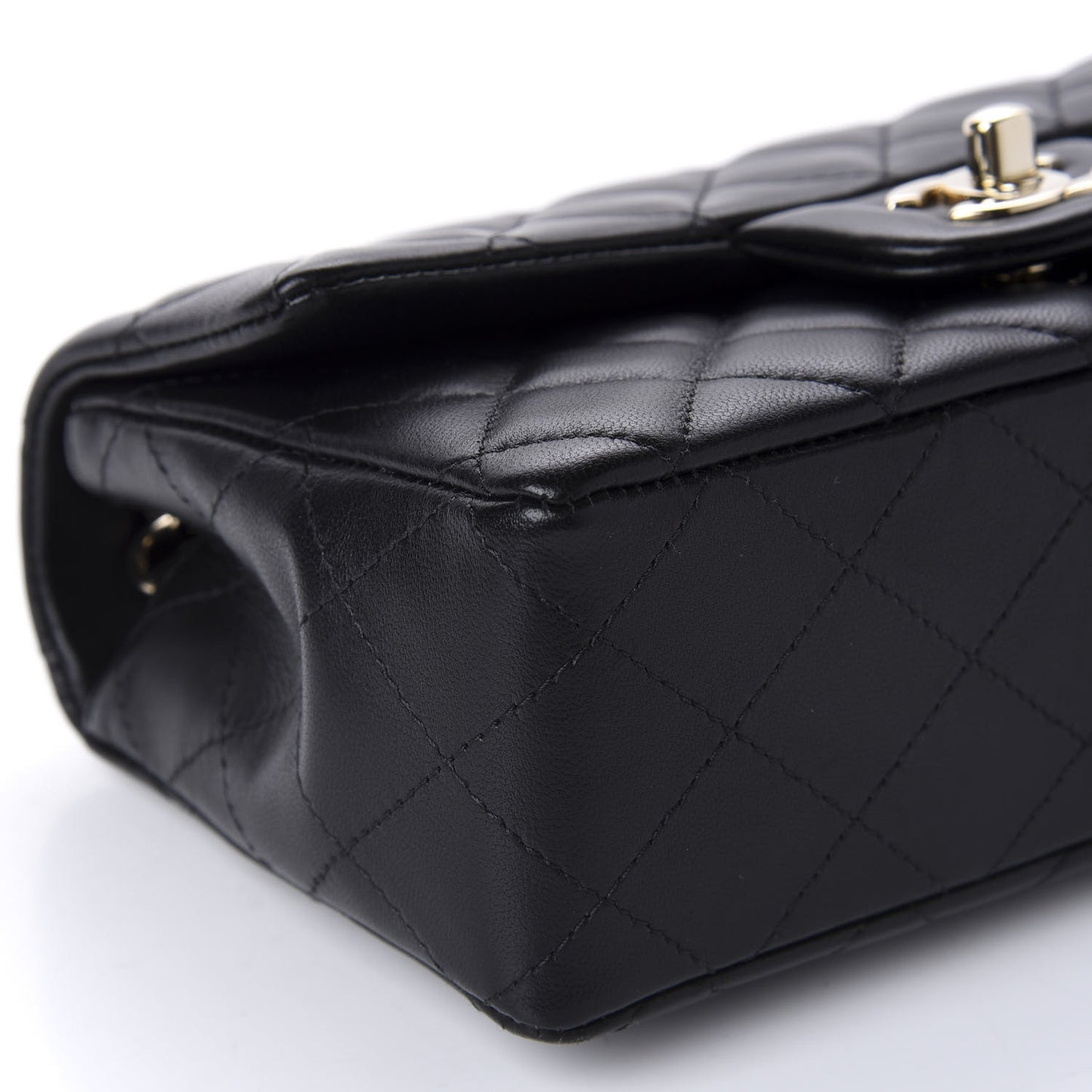 Lambskin Quilted Mini Rectangular Flap Black