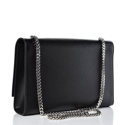 Saint Laurent Grain De Poudre Large Classic Monogram Kate Satchel Black 3 of 9