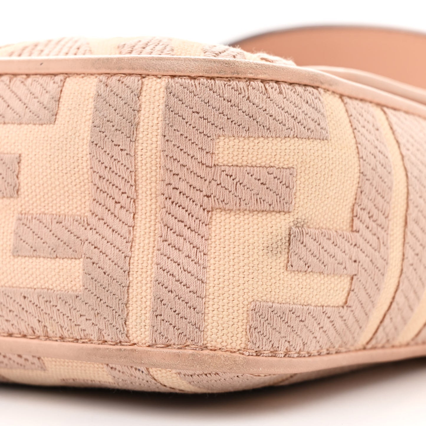 Canvas Vitello King Extra Strap FF Embroidered Baguette Baby Pink