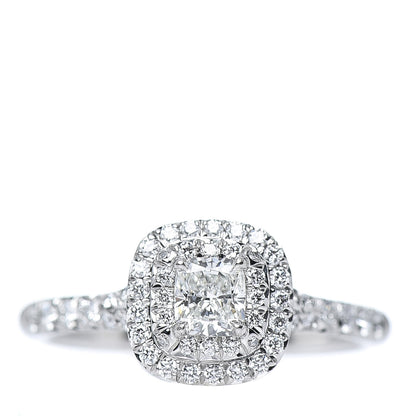 Tiffany Platinum Diamond .30ct Soleste Cushion Cut Double Halo Engagement Ring 51 5.75 1 of 6