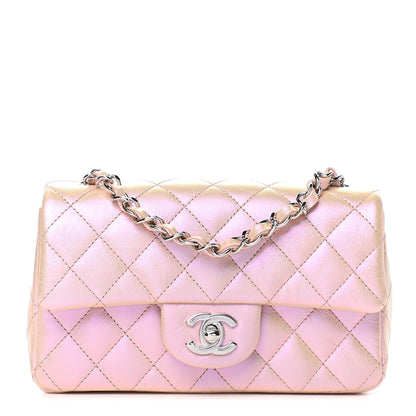 Chanel Iridescent Calfskin Quilted Mini Rectangular Flap Pink 1 of 8