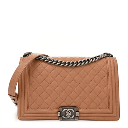 Chanel Caviar Quilted New Medium Boy Flap Light Brown 1 of 17