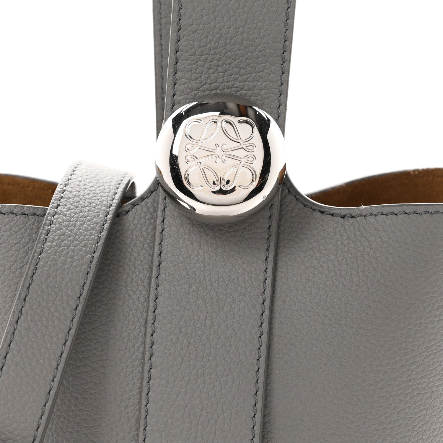 Loewe Soft Grained Calfskin Mini Pebble Bucket Bag Pearl Grey 7 of 10