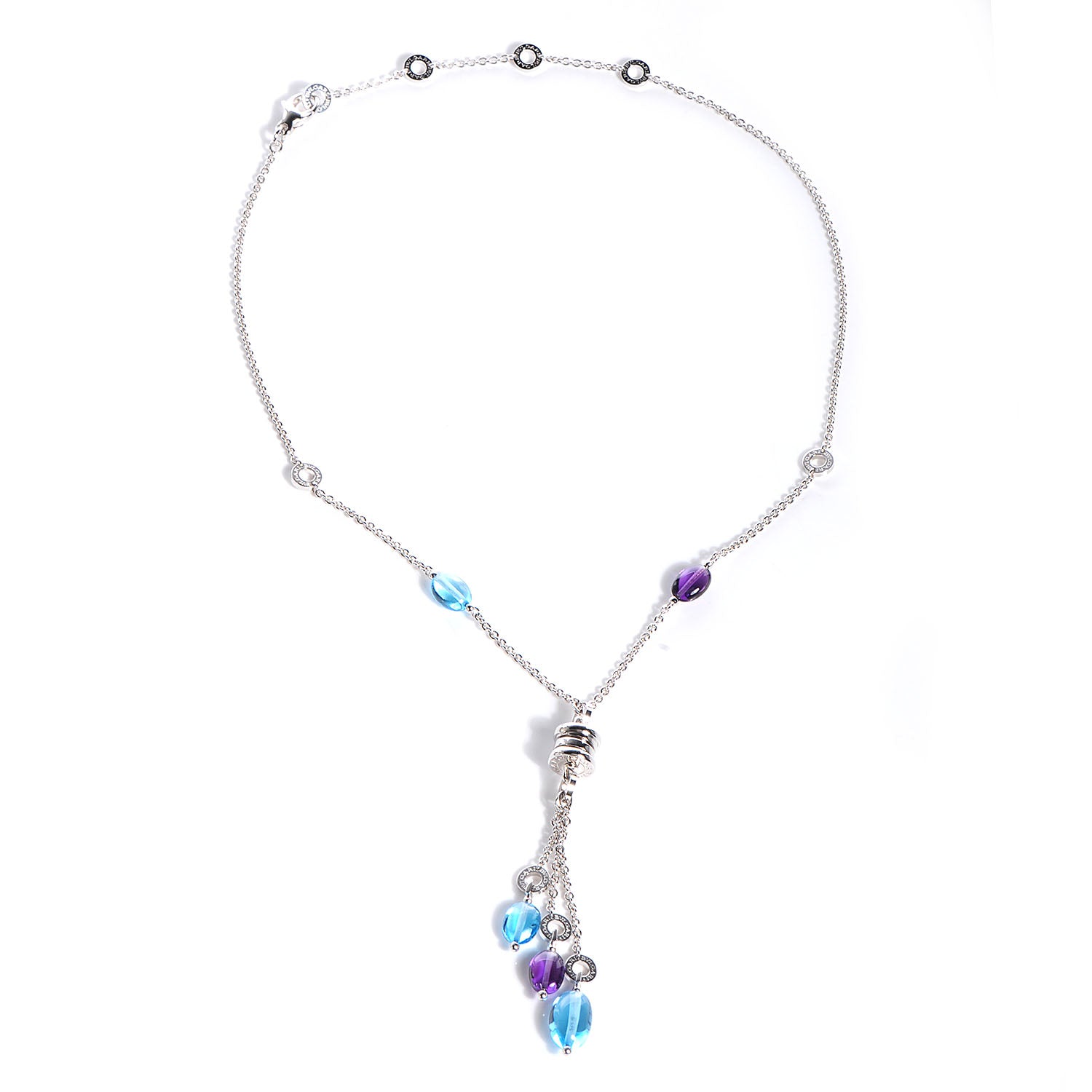 Bulgari BVLGARI 18K White Gold Amethyst Blue Topaz B.Zero1 Necklace 3 of 7