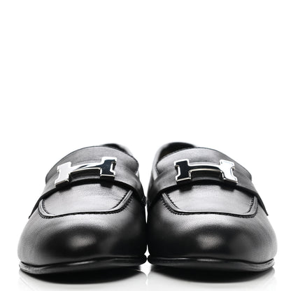 Hermes Goatskin Womens Paris Loafers 36 Black 2 of 8