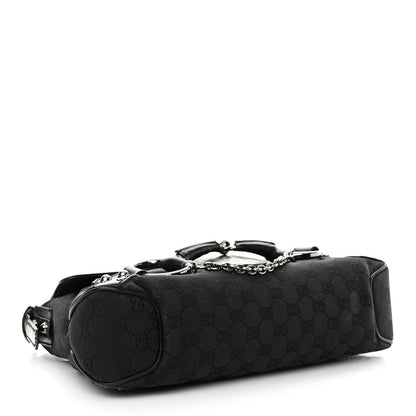 Gucci Monogram Horsebit Chain Studded Flap Shoulder Bag Black 4 of 19