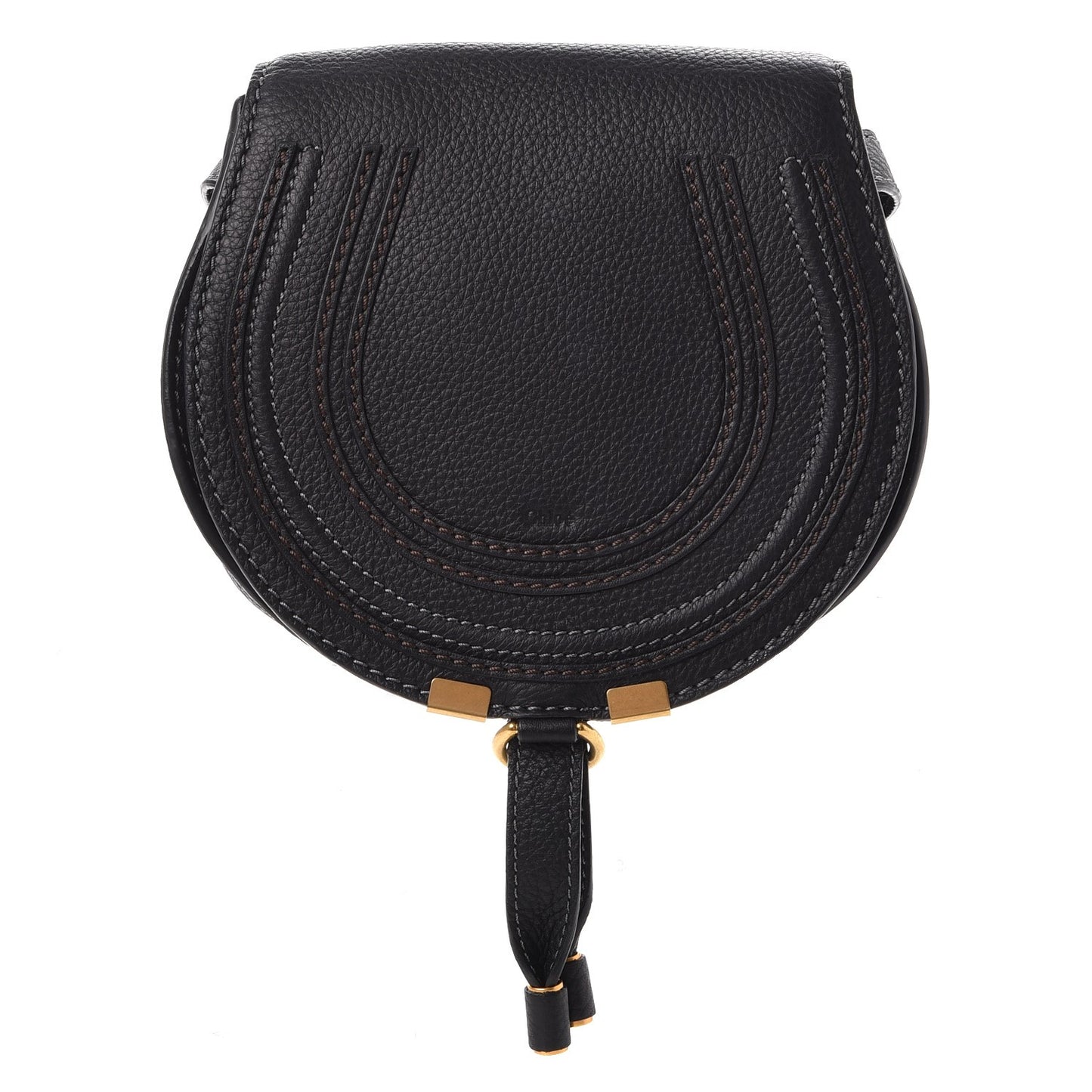 Calfskin Mini Marcie Round Crossbody Bag Black