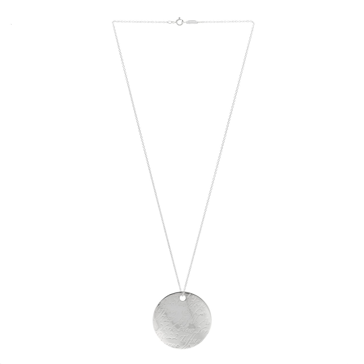 Tiffany Sterling Silver Notes Round Pendant Necklace 3 of 5
