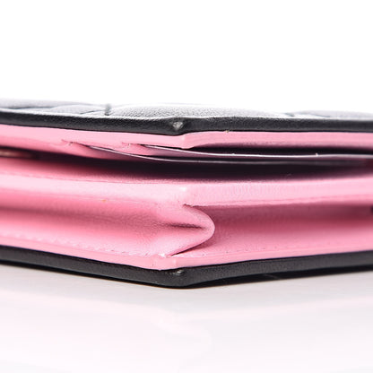 Christian Dior Lambskin Cannage Bi-Color Small Lady Dior Flap Card Holder Black Pink 8 of 9