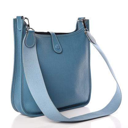Hermes Taurillon Clemence Evelyne PM Blue Jean 3 of 9