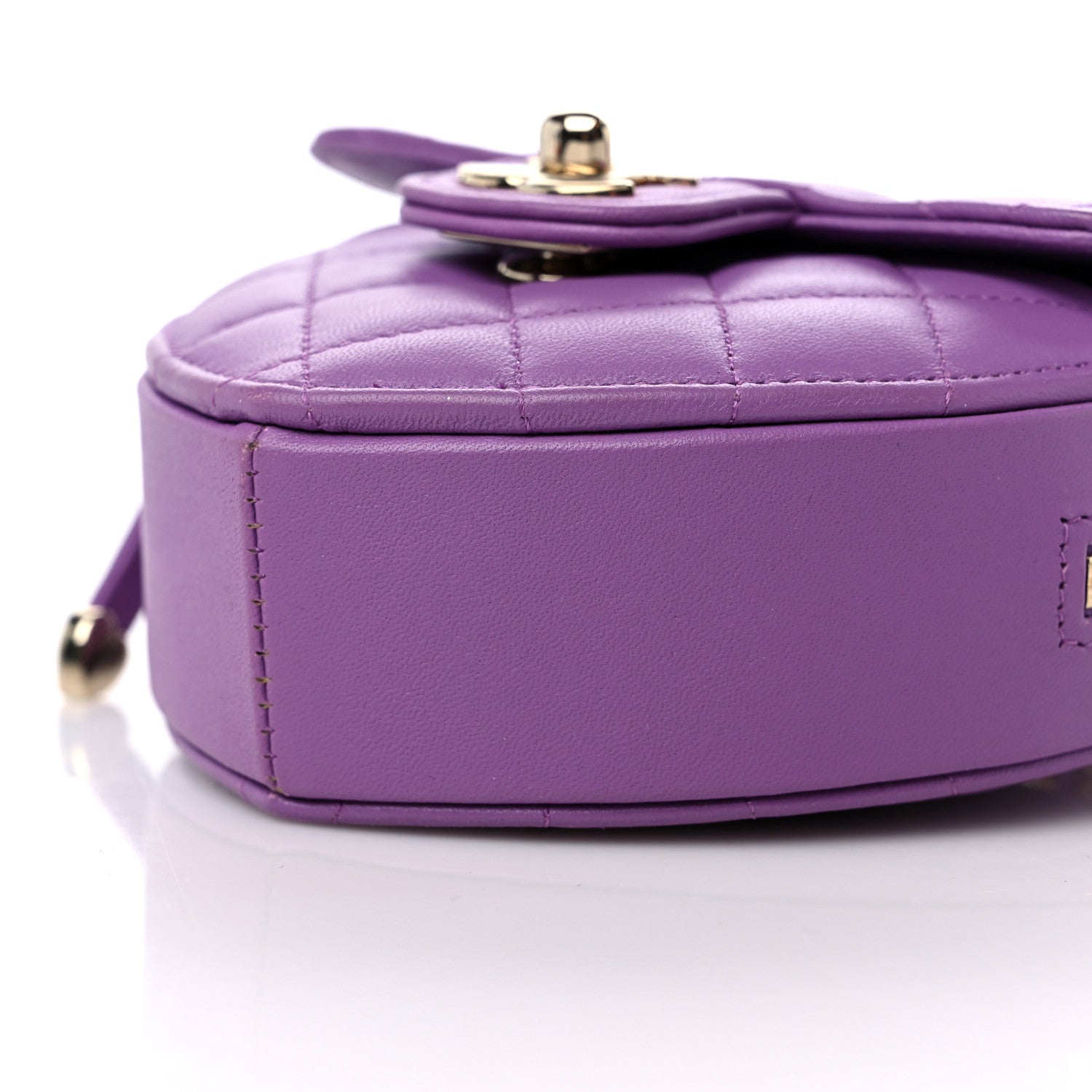 Chanel Lambskin Quilted CC In Love Heart Clutch With Chain Purple 9 of 9