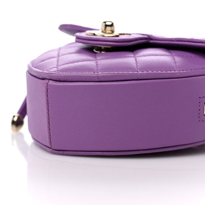 Chanel Lambskin Quilted CC In Love Heart Clutch With Chain Purple 9 of 9