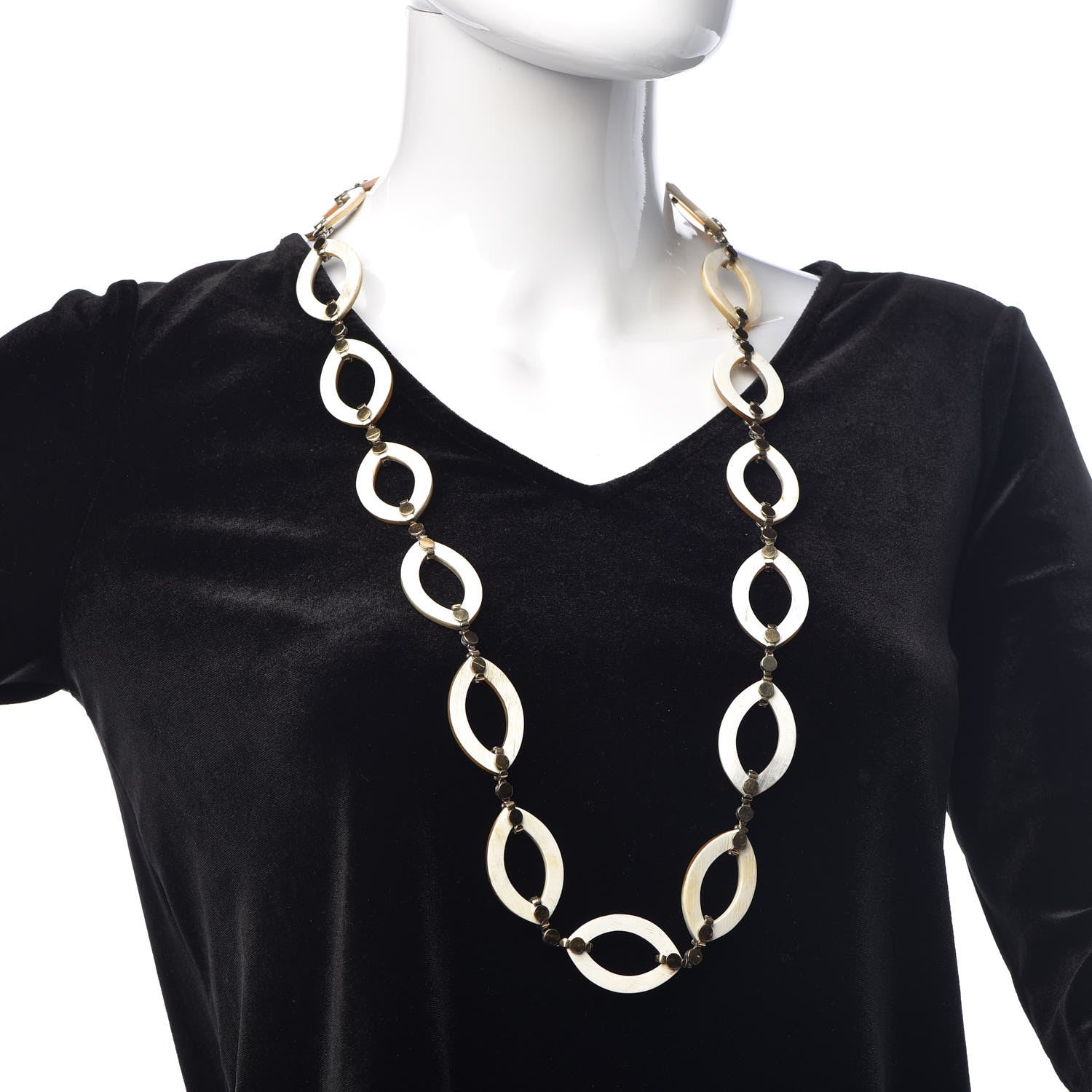 John Hardy Sterling Silver 18K Yellow Gold Buffalo Horn 27mm Dot Link Necklace 2 of 5