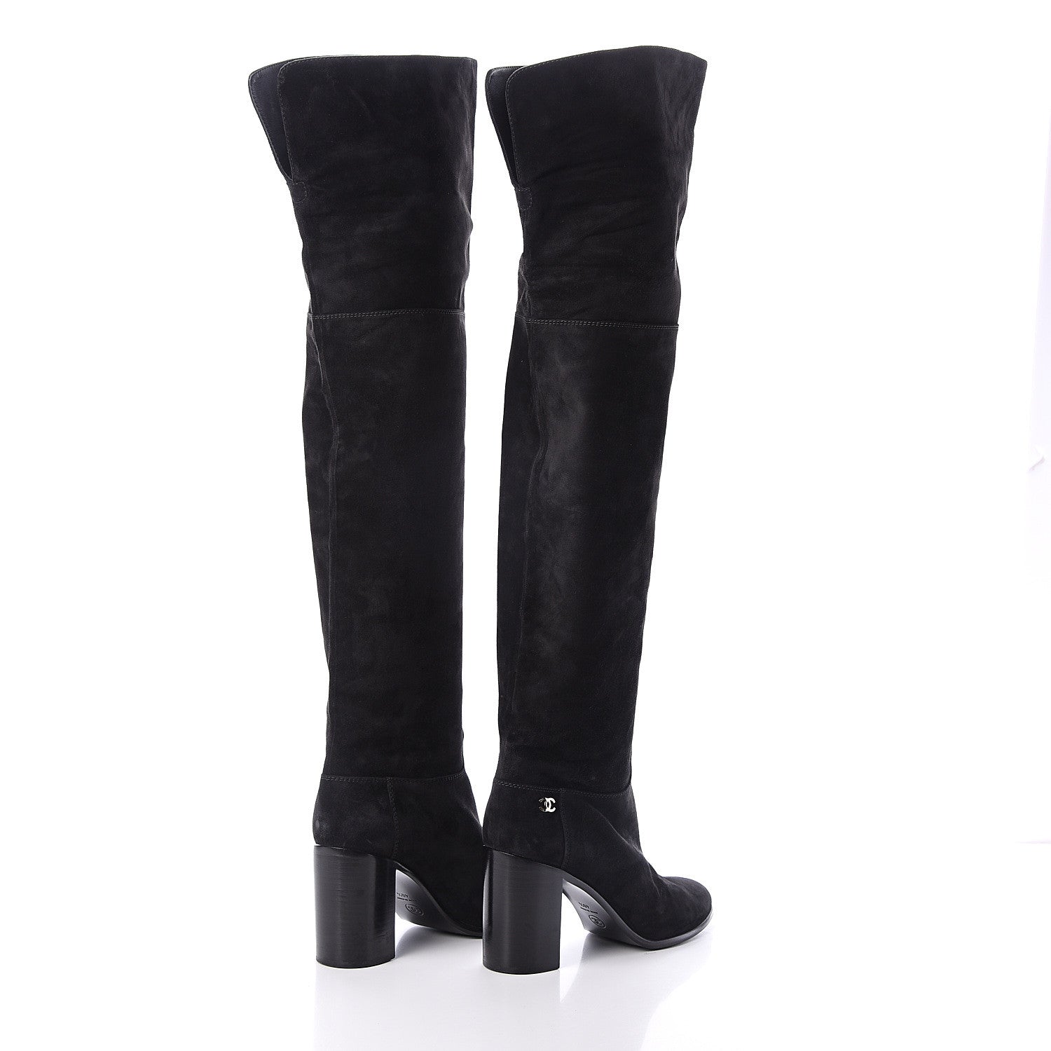 Chanel Suede Calfskin CC Over The Knee Boots 40.5 Black 4 of 6