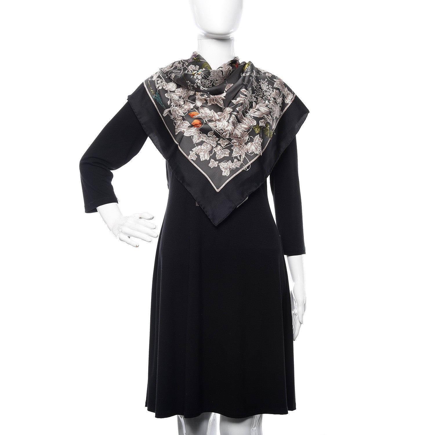 Gucci Silk Twill Wondergardenia Square Scarf Anthracite 2 of 4
