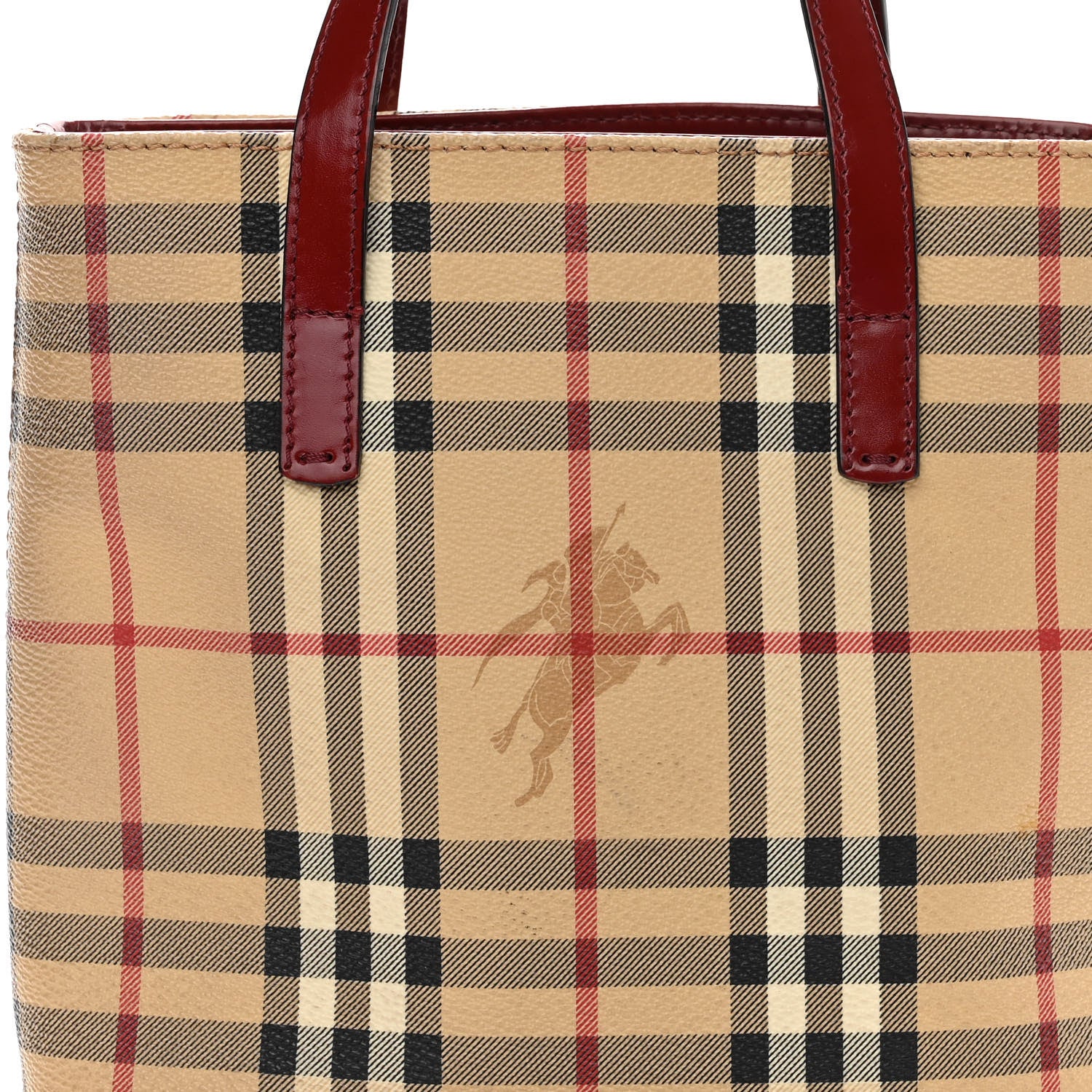 Burberry Haymarket Check Tote Red 7 of 9