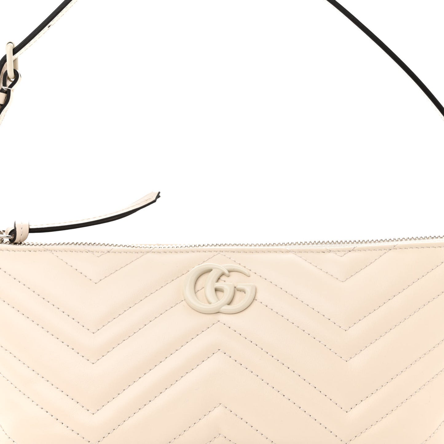 Calfskin Matelasse Chevron Monochrome GG Marmont Sling Shoulder Bag Mystic White