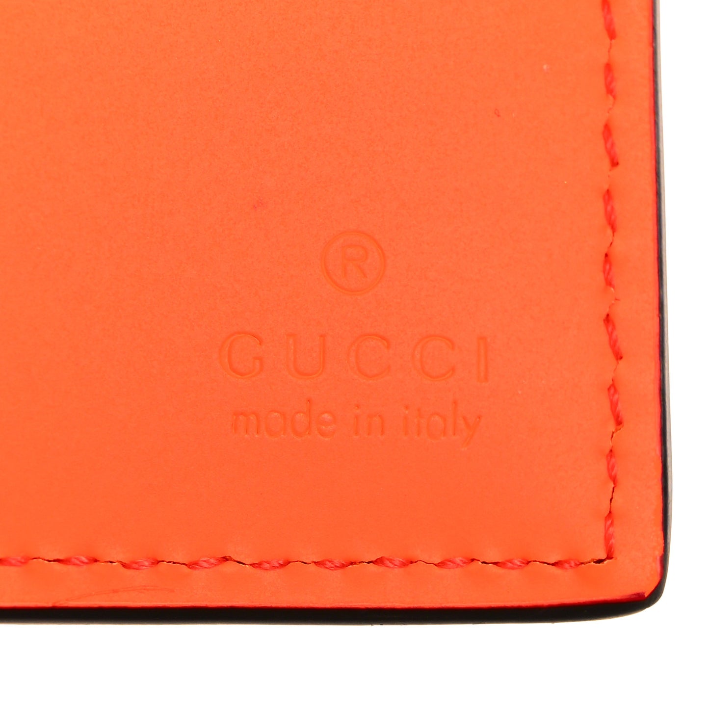 Rubber Effect GG Embossed Bi-Fold Wallet Fluorescent Orange
