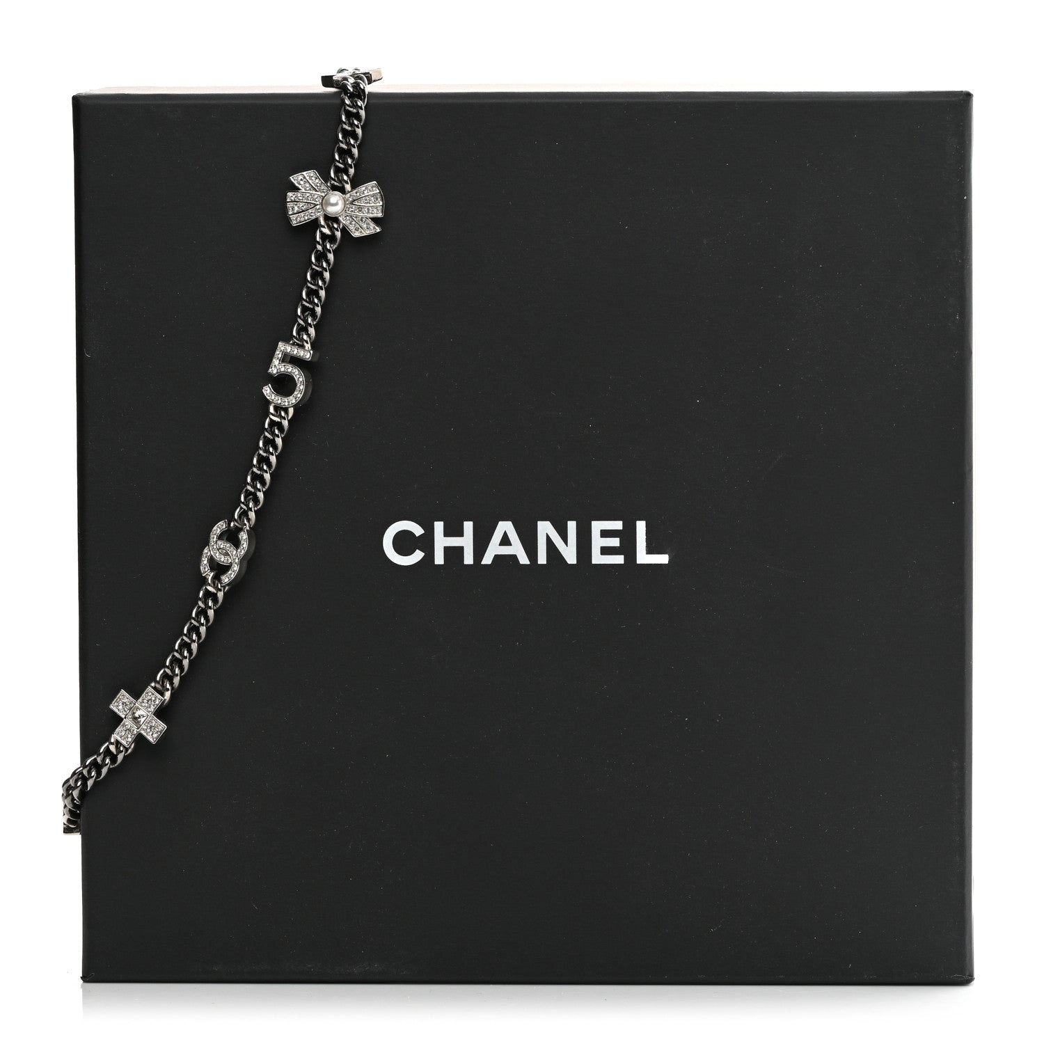 Chanel Ruthenium Crystal Chain CC Lucky Charms Choker Silver 6 of 6