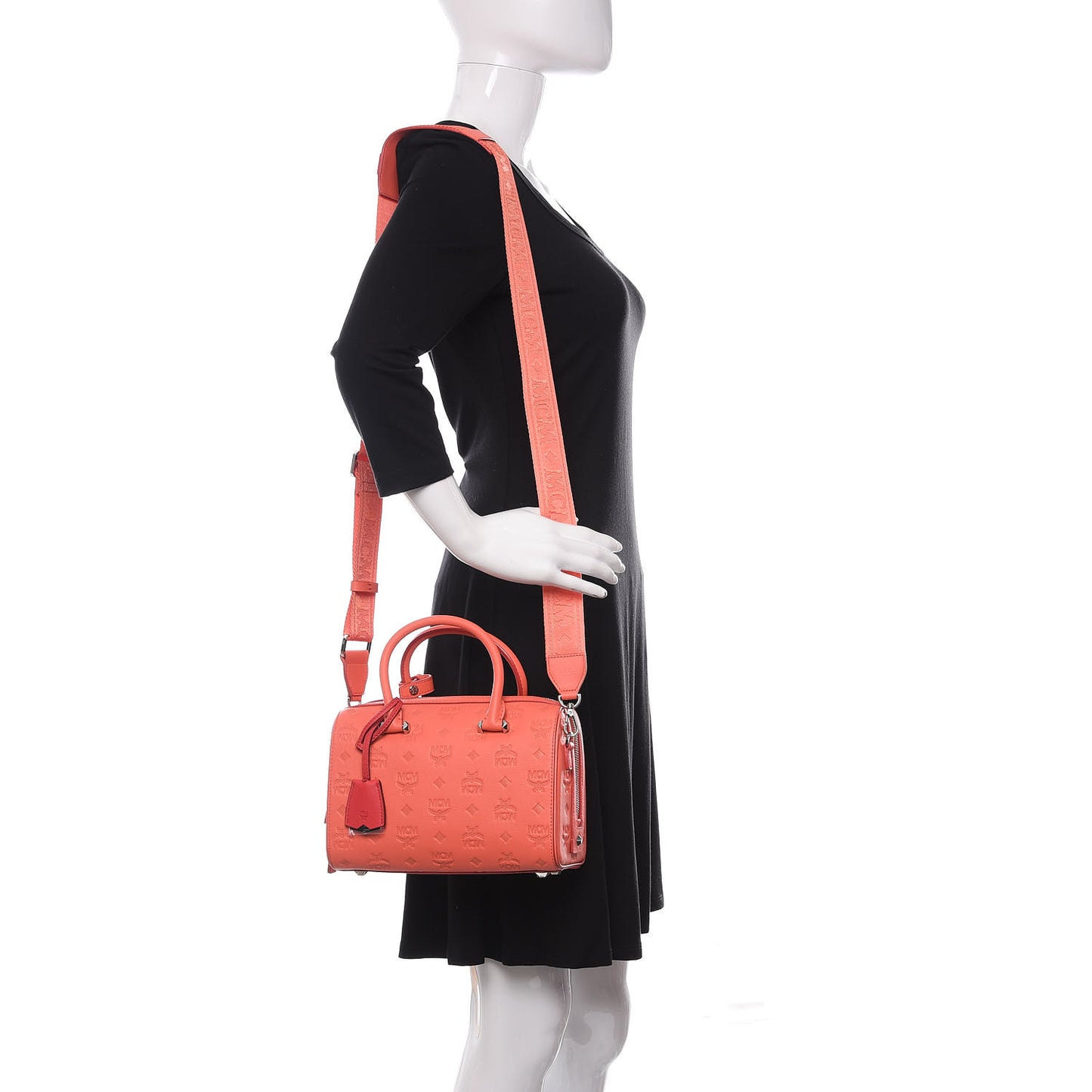 Calfskin Ottomar Monogram Essential Boston Bag Hot Coral