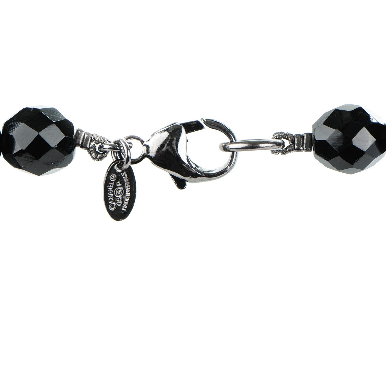 Chanel Ruthenium Pearl Beaded CC Lariat Necklace Black 5 of 5