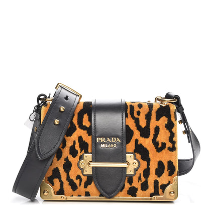 Prada Velvet City Calf Leopard Print Cahier Bag 1 of 7