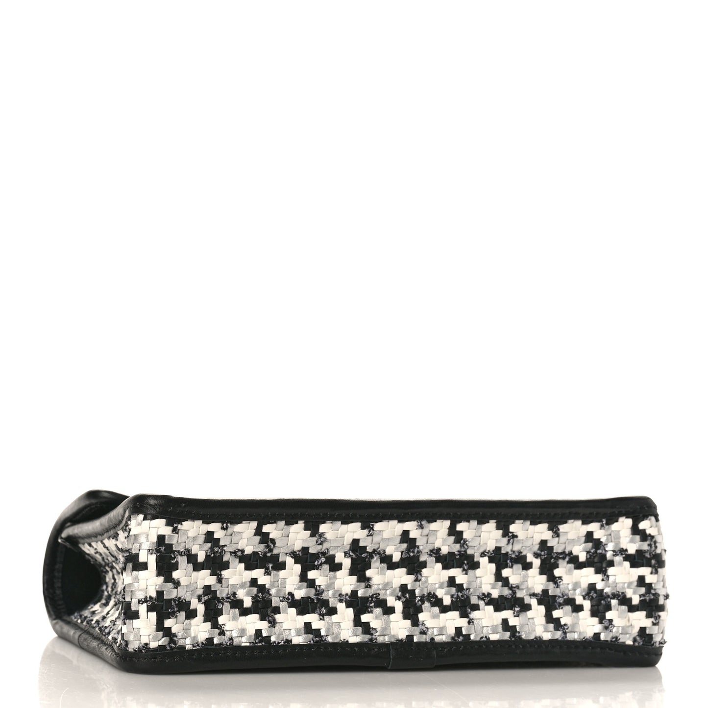 Metallic Lambskin Viscose Woven Flap Silver Black