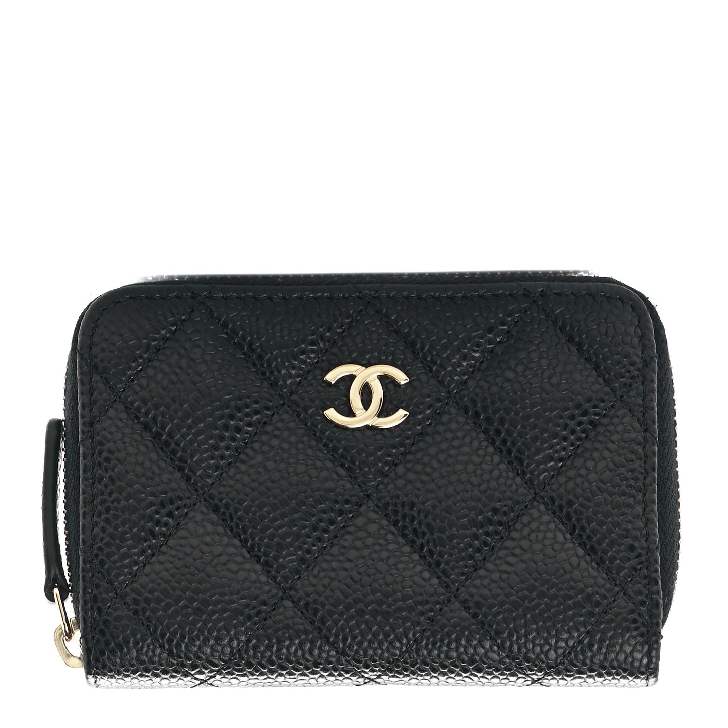 Caviar Quilted Zip Coin Purse Black