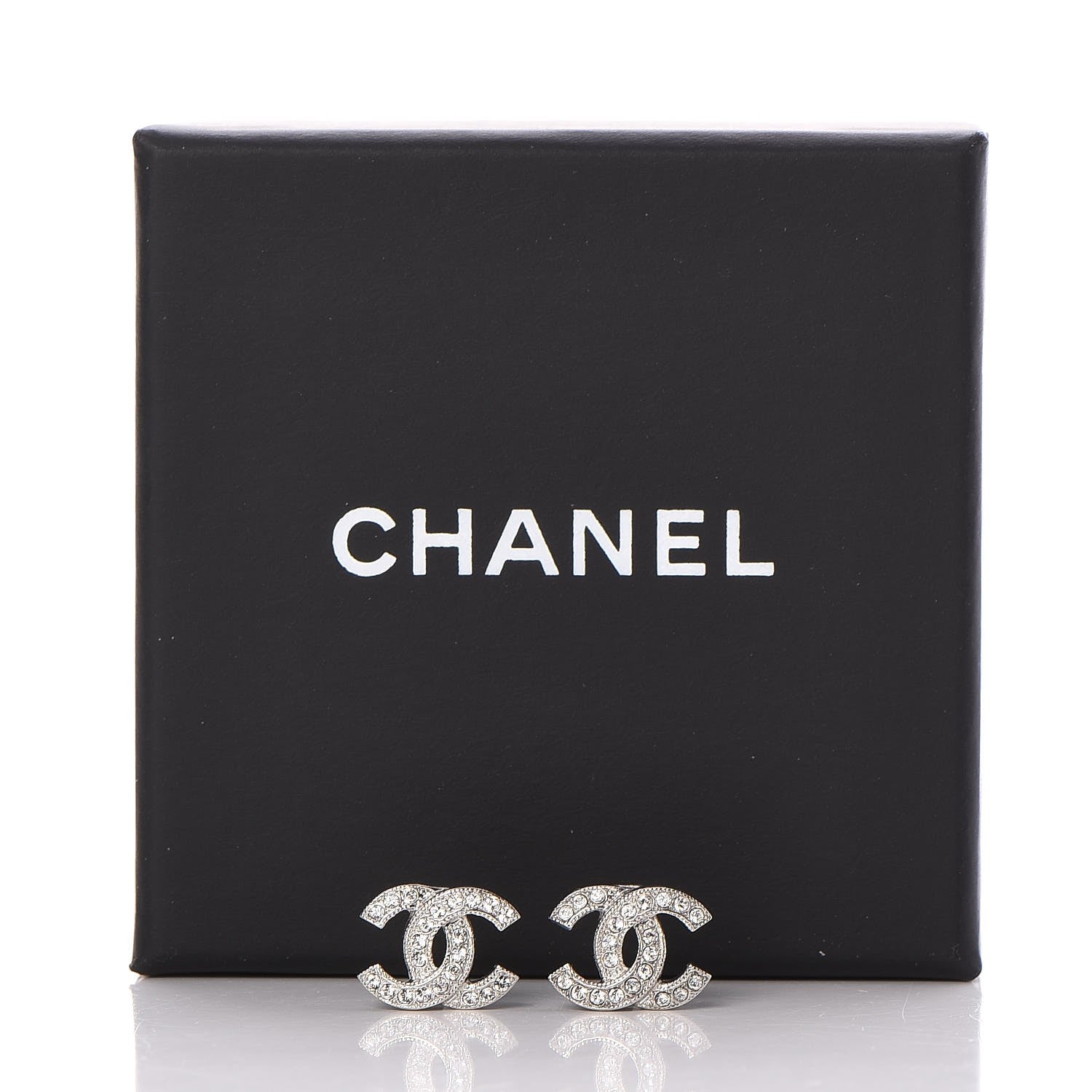 Chanel Crystal CC Earrings Silver 5 of 5