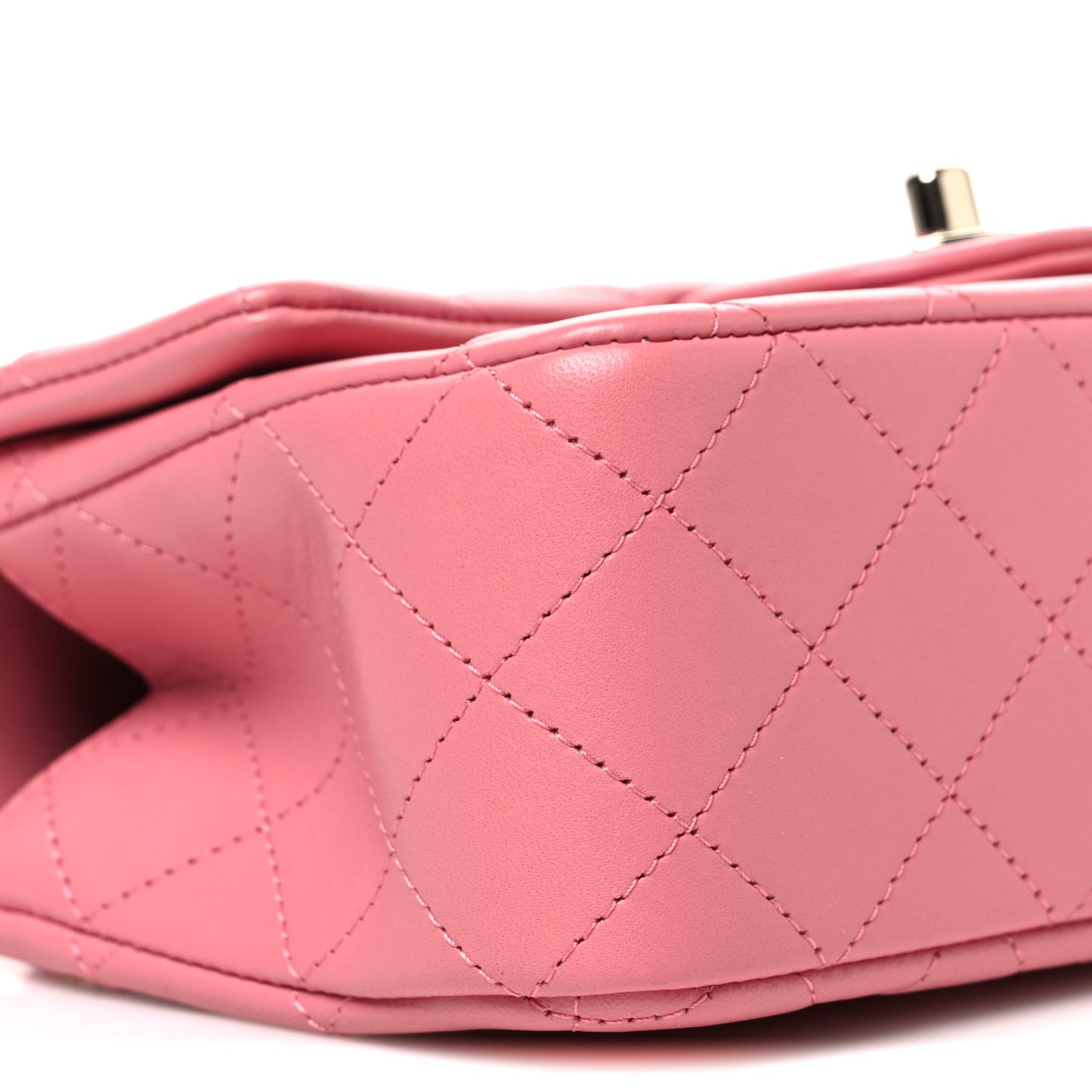 Lambskin Quilted Mini Top Handle Rectangular Flap Pink