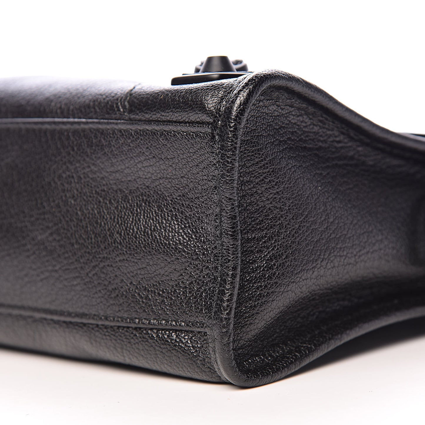 Shiny Goatskin Matte Black Metallic Edge Hardware Mini City Black