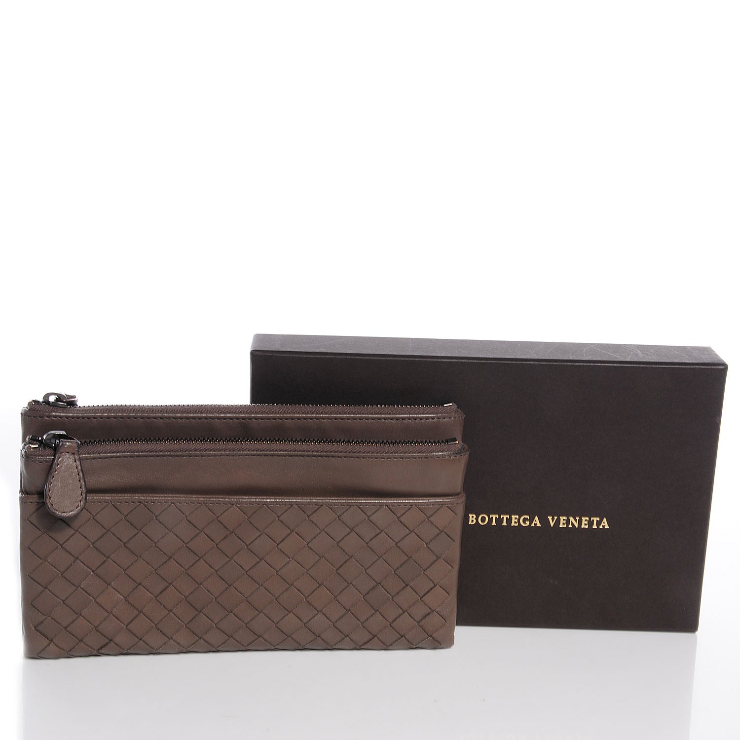 Bottega Veneta Nappa Intrecciato Double Zip Clutch Wallet Ebano 5 of 9