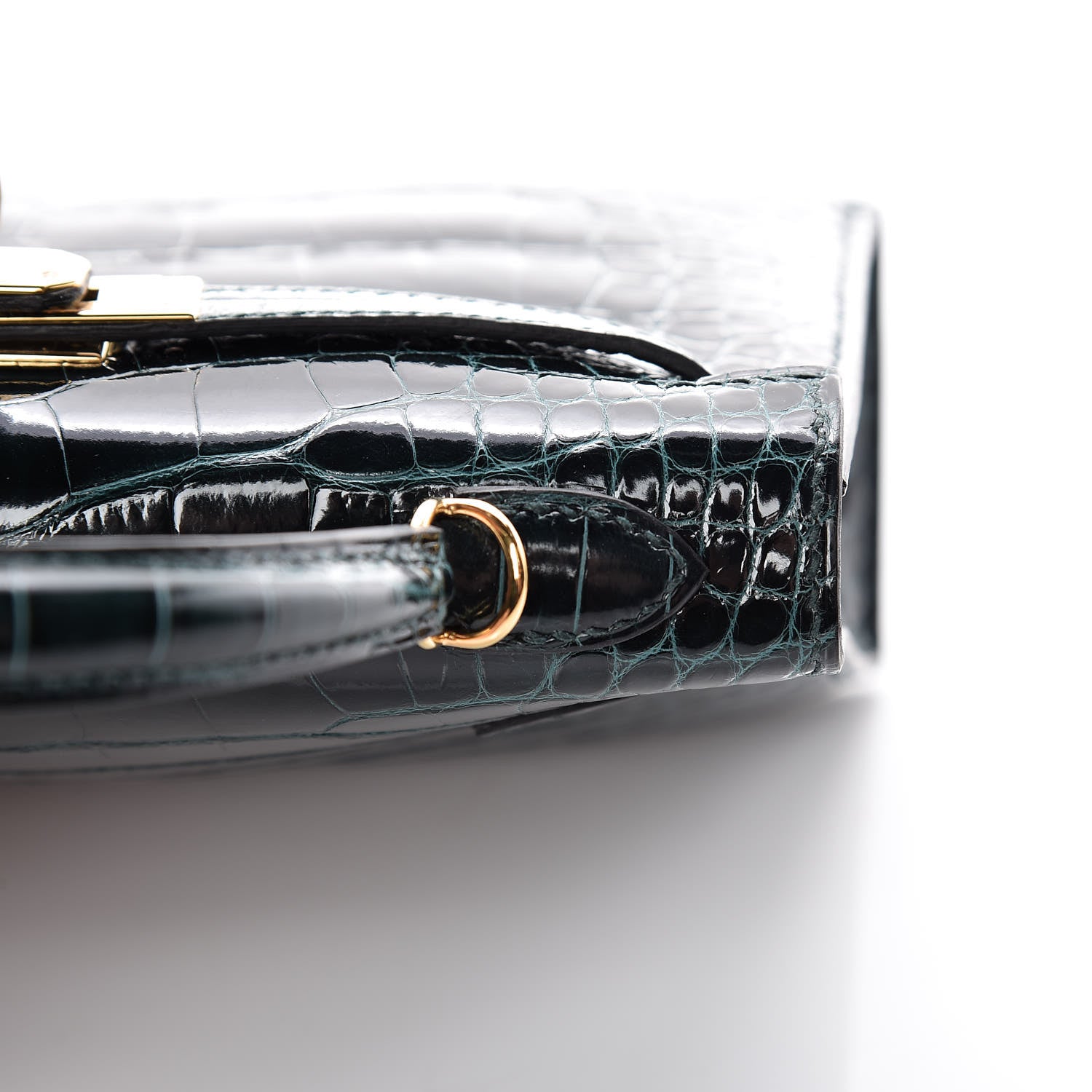 Hermes Shiny Alligator Mini Kelly Sellier 20 Vert Cypress 9 of 30