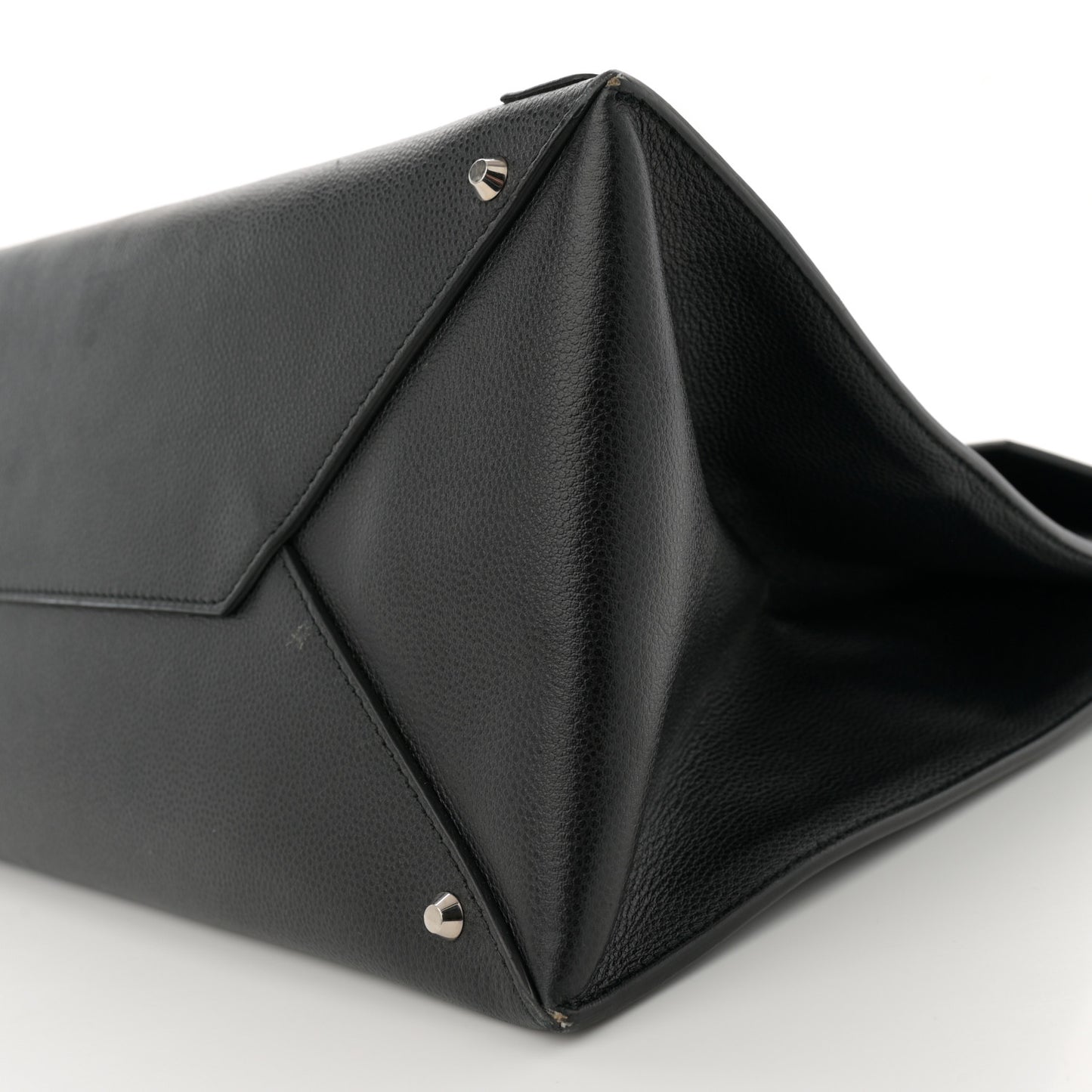 Grained Calfskin Papier Flap Tote Black