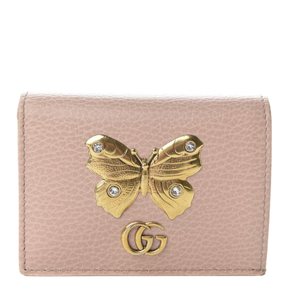 Gucci Pebbled Calfskin Butterfly Card Case Perfect Pink 1 of 7