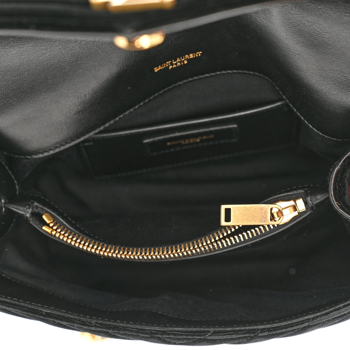 Velvet Matelasse Chevron Medium College Monogram Bag Black