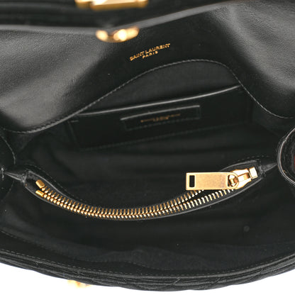 Saint Laurent Velvet Matelasse Chevron Medium College Monogram Bag Black 5 of 13