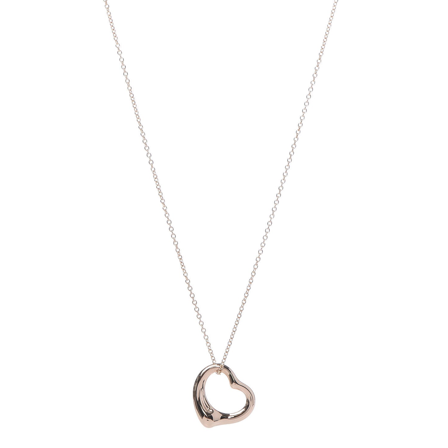 18K Rose Gold 16mm Elsa Peretti Open Heart Pendant Necklace
