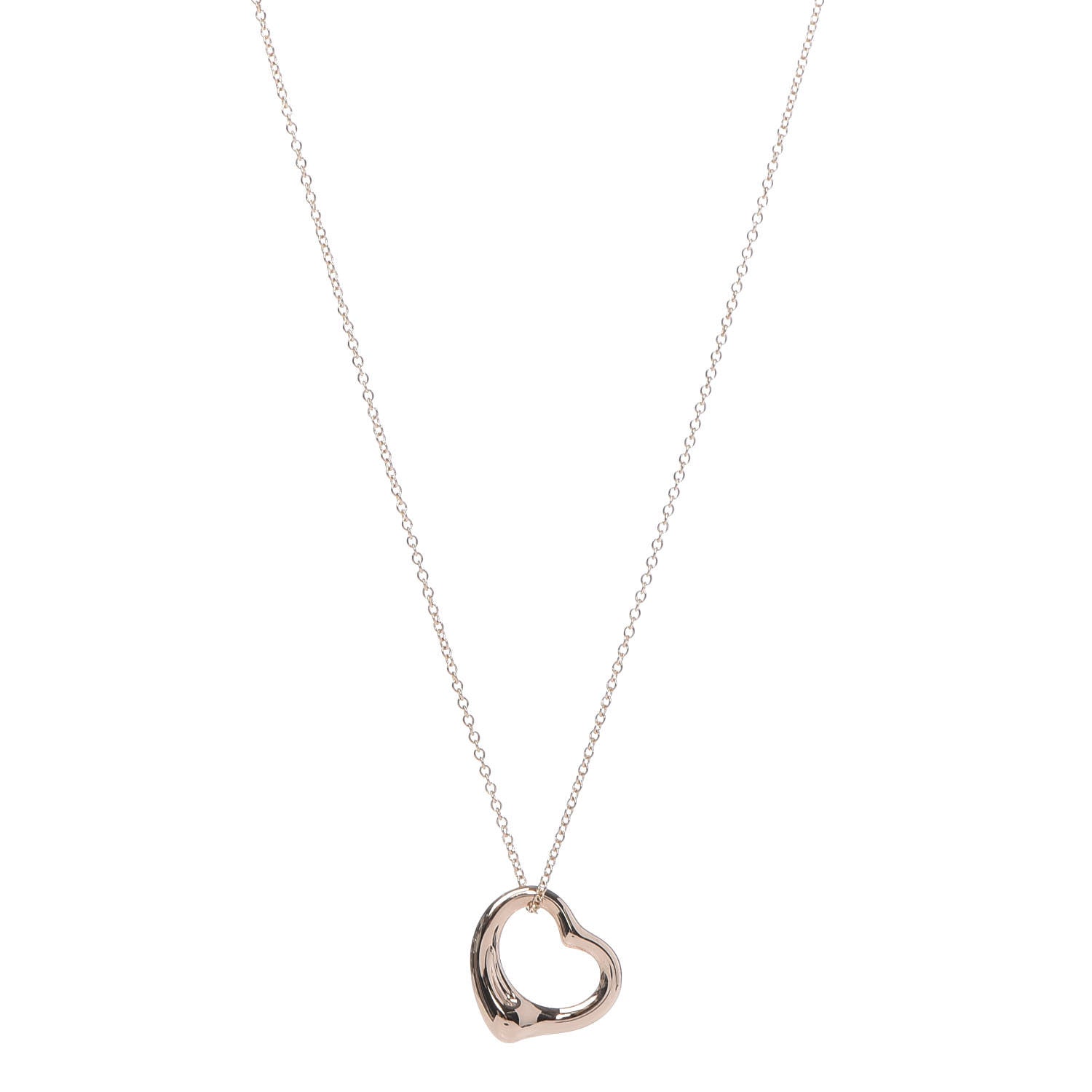 Tiffany 18K Rose Gold 16mm Elsa Peretti Open Heart Pendant Necklace 1 of 7