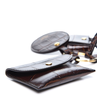 Celine Alligator Calfskin Embossed Key Ring Wristlet Brown 5 of 10