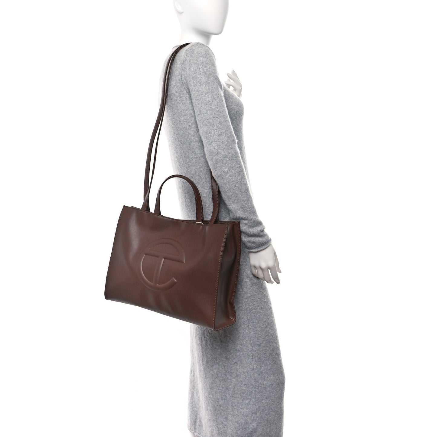 Vegan Leather Medium Shopping Bag Chocolate