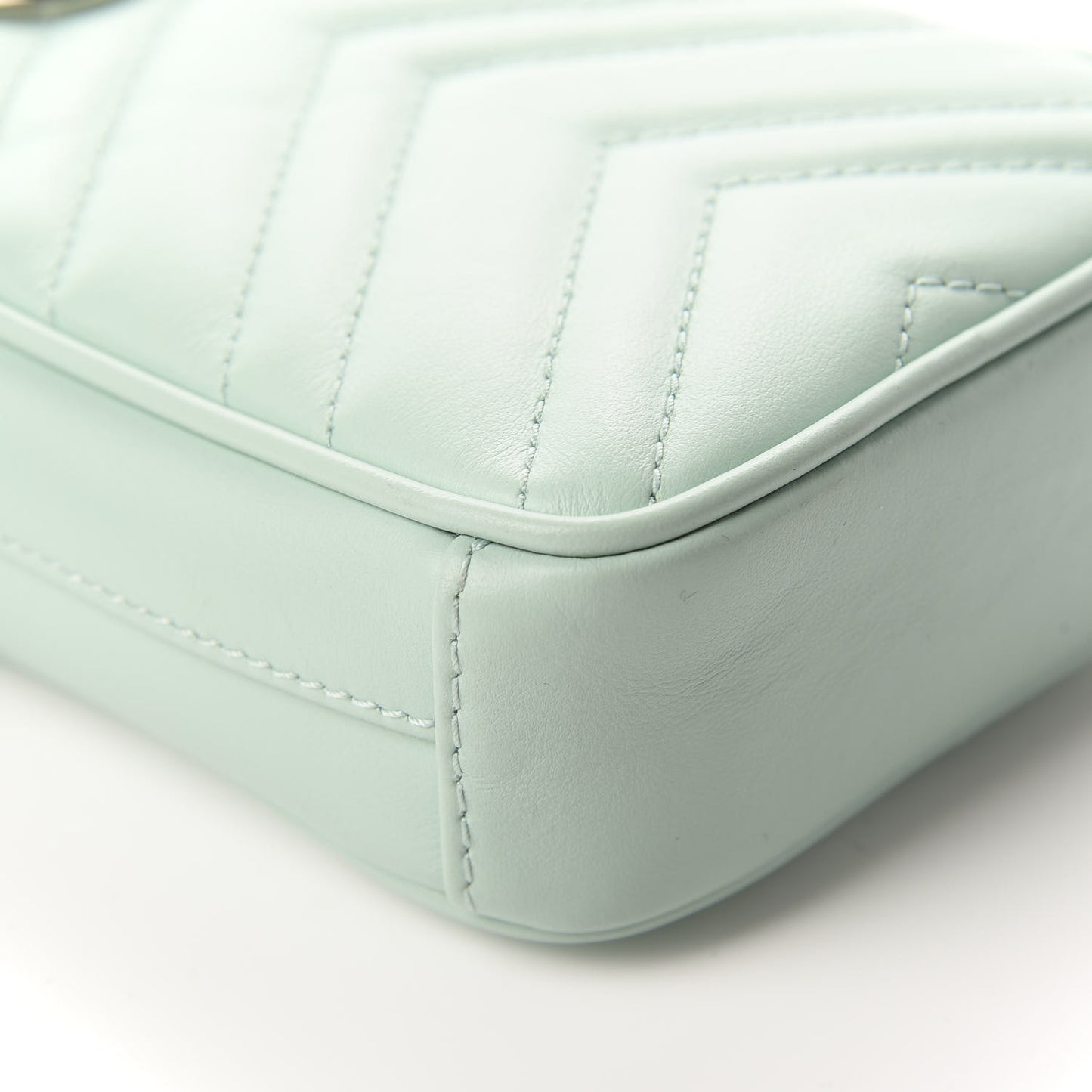 Calfskin Matelasse Mini GG Marmont Crossbody Bag Water Green