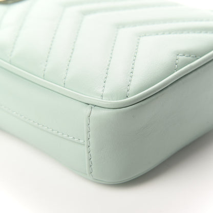 Gucci Calfskin Matelasse Mini GG Marmont Crossbody Bag Water Green 6 of 10