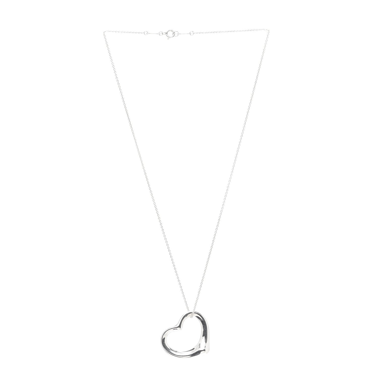 Tiffany Sterling Silver 27mm Elsa Peretti Open Heart Pendant Necklace 3 of 5