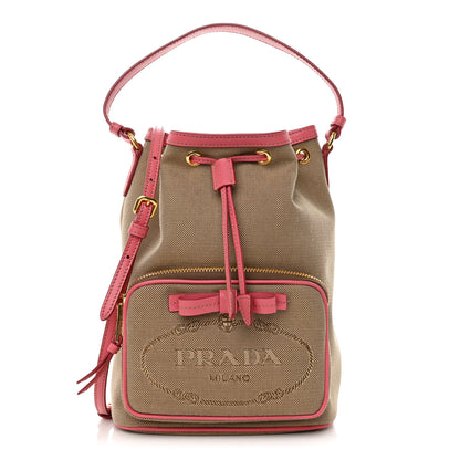 Prada Jacquard Logo Mini Bucket Crossbody Bag Corda Peonia 1 of 13