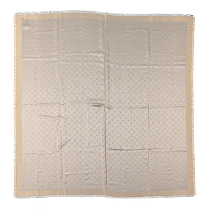 Louis Vuitton Silk Lurex Wool Monogram Shine Shawl Greige 1 of 3