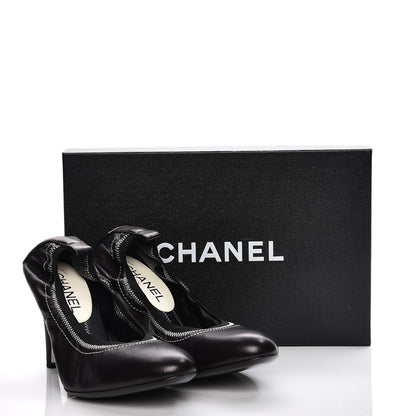 Chanel Lambskin Elastic Pumps 39 Black 8 of 8