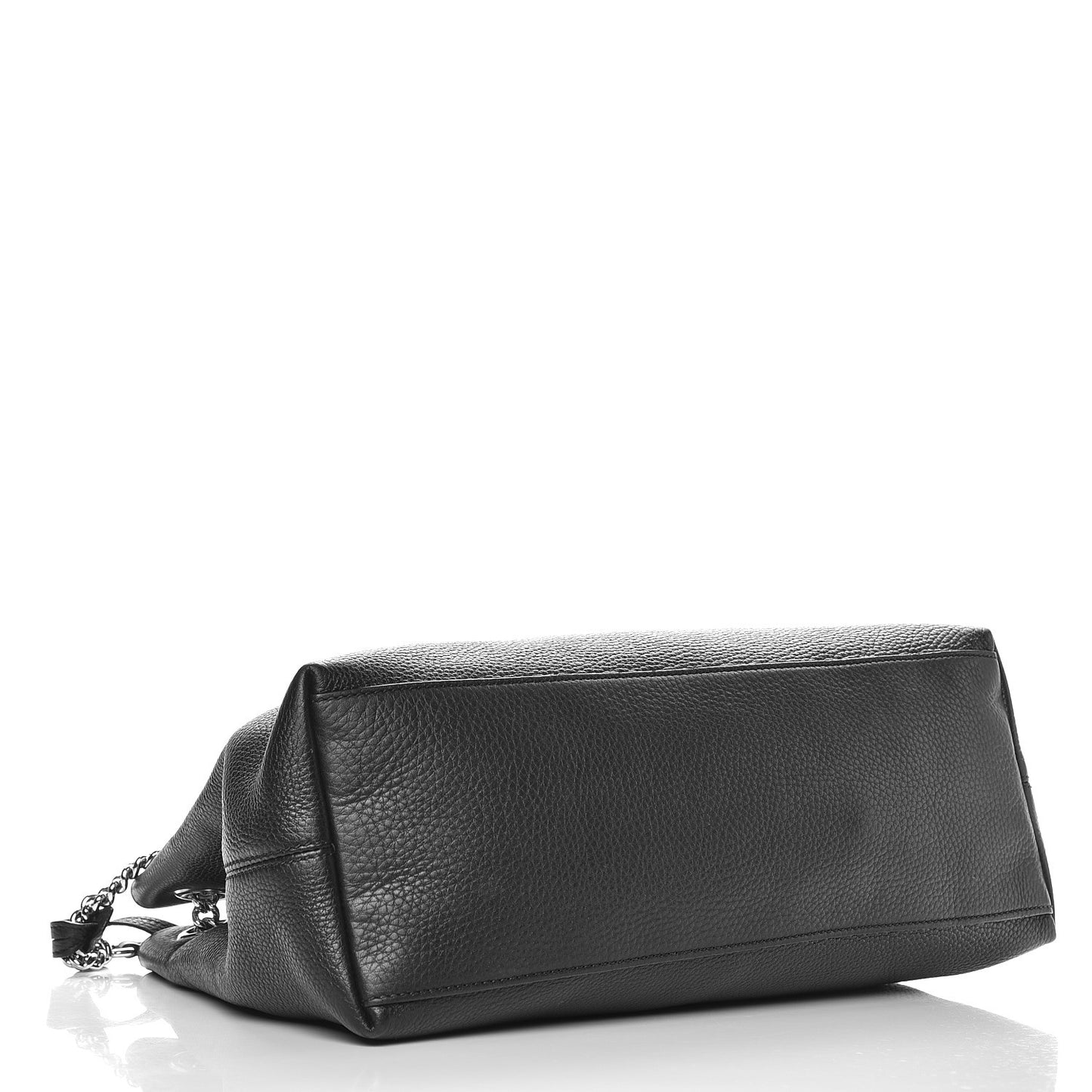 Pebbled Calfskin Medium Soho Chain Shoulder Bag Black