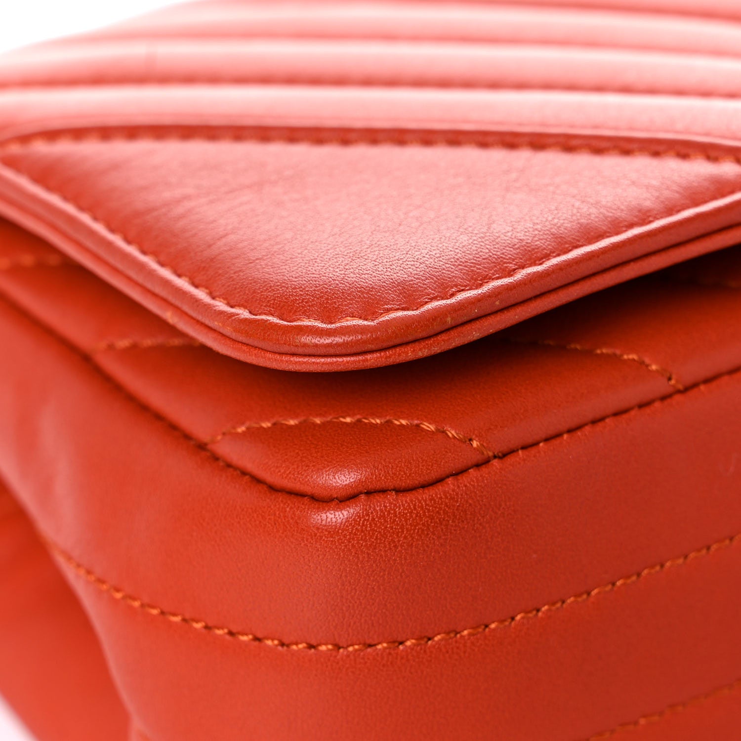 Chanel Calfskin Chevron Quilted Mini Statement Flap Dark Orange 8 of 14