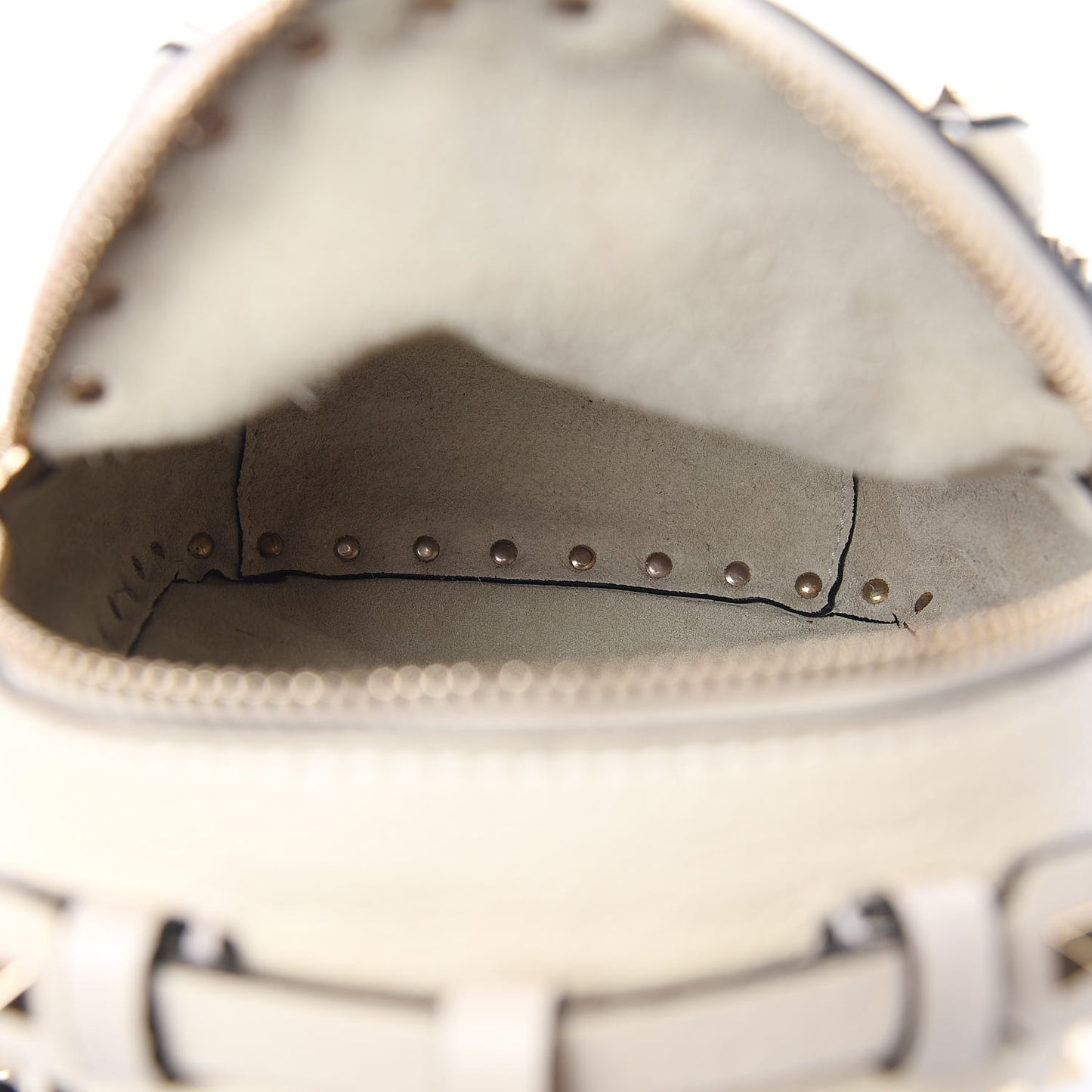 Pebbled Calfskin Mini Rockstud Backpack Ivory